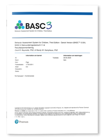 Eksempel Resultatsammenfatning BASC-3