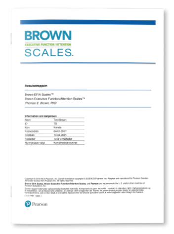 Eksempel Resultatsammenfatning Brown EF/A