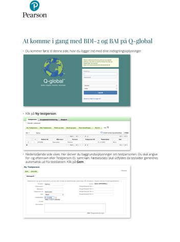 At komme i gang med BDI-2 og BAI på Q-global